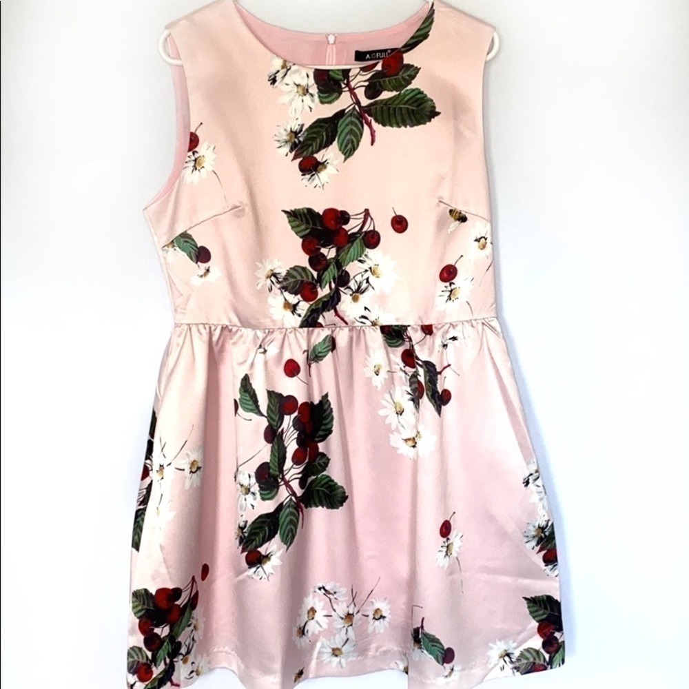 aofuli Fit and Flare Dress Cherries, Bees and Flowers Size XXL Whimsical Poc…